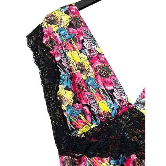 New Saints of June Night Gown Multicolor Floral Lace Silk Type V-Neck‎ Small - Picture 10 of 12